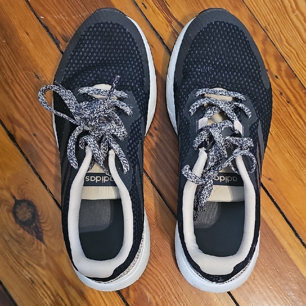 Adidas Knit Black and Tan Running Shoes- Women's Size 6 - Picture 2 of 3